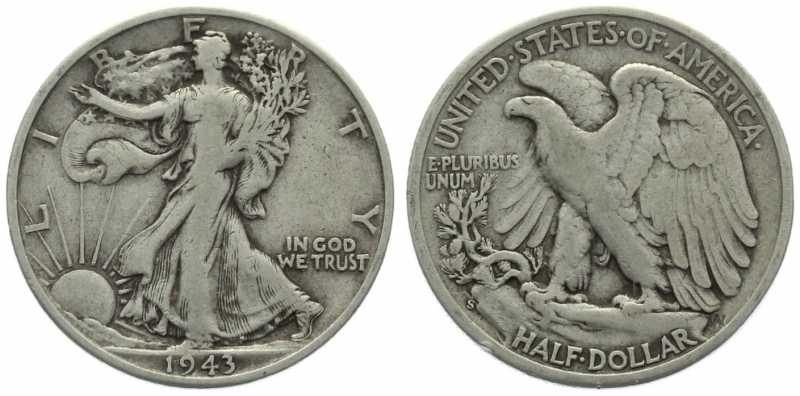 USA 1/2 Dollar 1943 S - Walking Liberty